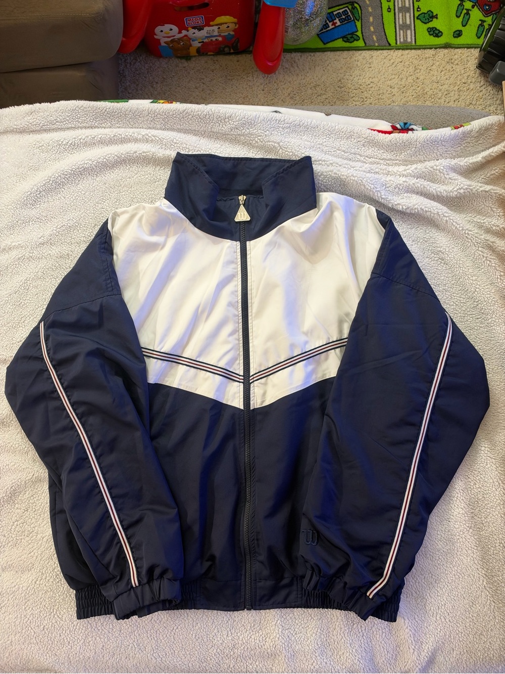 Vintage Wilson Windbreaker Jacket — Navy/White — Size L